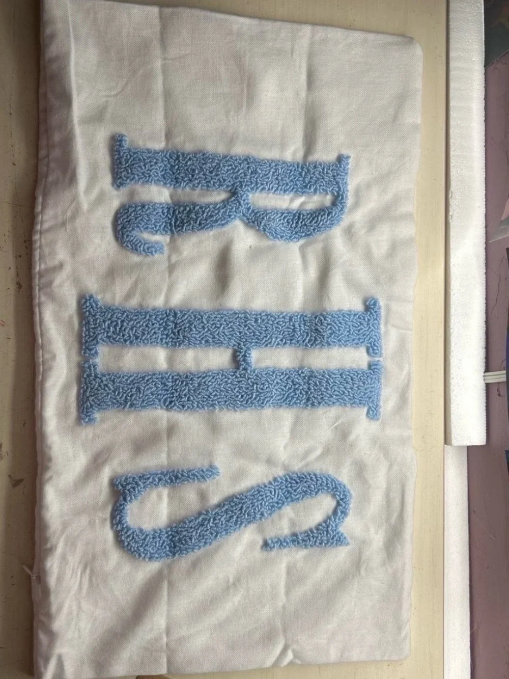 White Pillowcase with Blue RHS Lettering